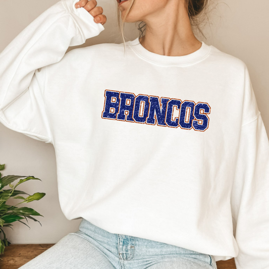 (Shirt not included) Faux Sequin Glitter Denver Broncos - Clear Film Transfer