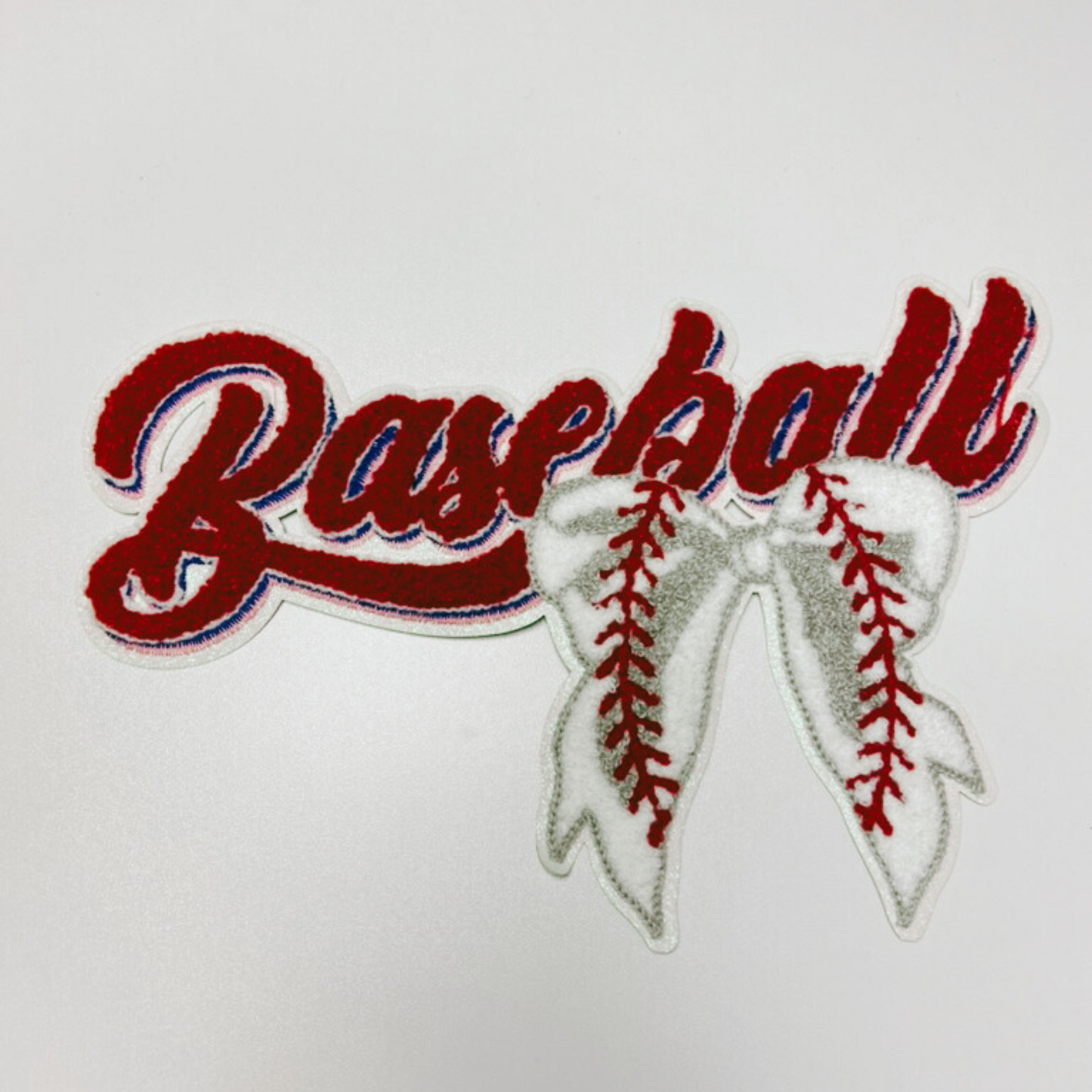 Baseball with Bow  - Chenille Patch