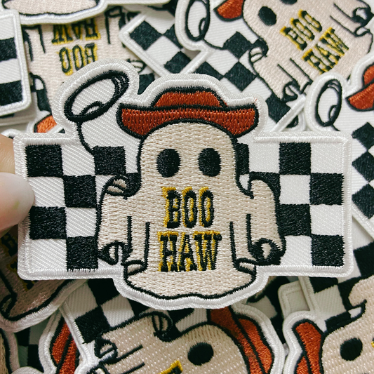 3" Boo Haw Cowboy Ghost - Embroidered Hat Patch