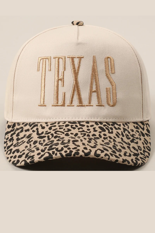 TEXAS Embroidered Hat - Animal Print Bill