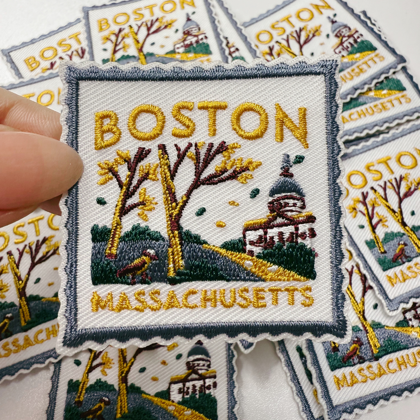 2" Massachusetts Stamp -  Embroidered Hat Patch