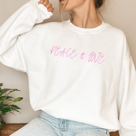 (shirt not included) PEACE & LOVE in pink- Matte Clear Film Transfer