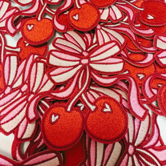 3" Cherry iron on Patch  -  Embroidered Hat Patch