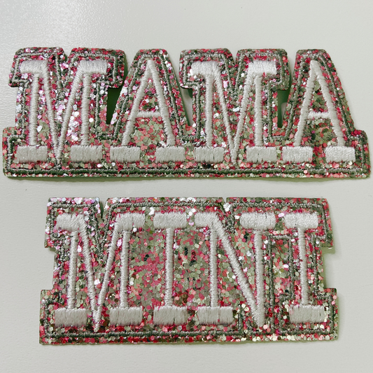 4" MAMA / 3" MINI - Glitter + Embroidered Hat Patch