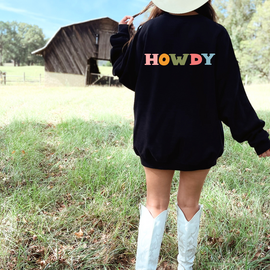 (shirt not included) HOWDY in multicolor - Matte Clear Film Transfer