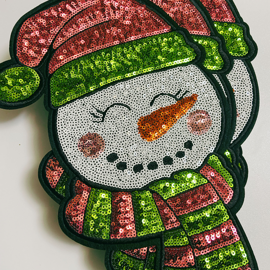 7" x 11" Holiday Snowman - SEQUIN Patch