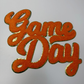 11” GAME DAY script in ORANGE - Chenille Patch