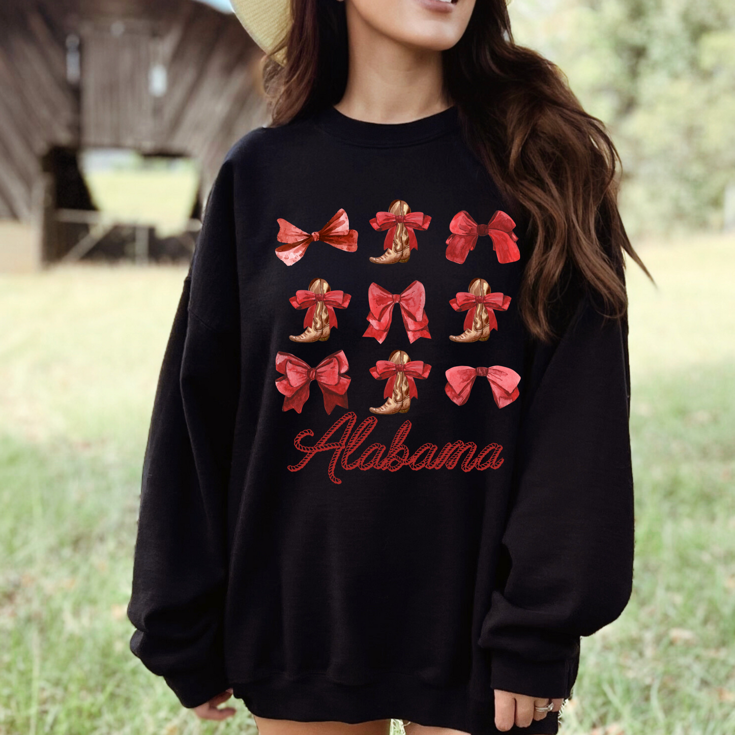(shirt not included) Alabama boots and Bows - Clear Film Transfer