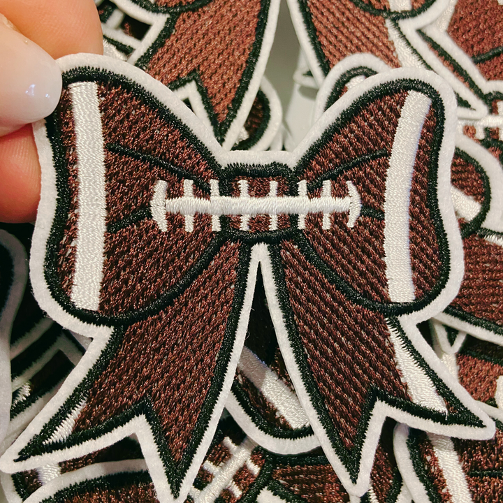 3” Football Bow -  Embroidered Hat Patch (larger version)