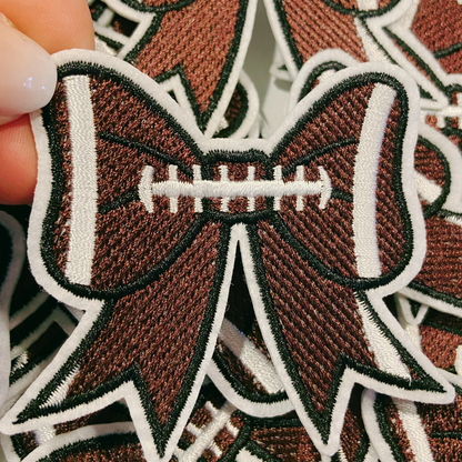 3” Football Bow -  Embroidered Hat Patch (larger version)