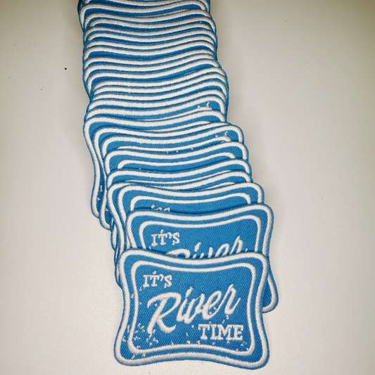 2.5" It's RIVER time in Blue - Embroidered Hat Patch
