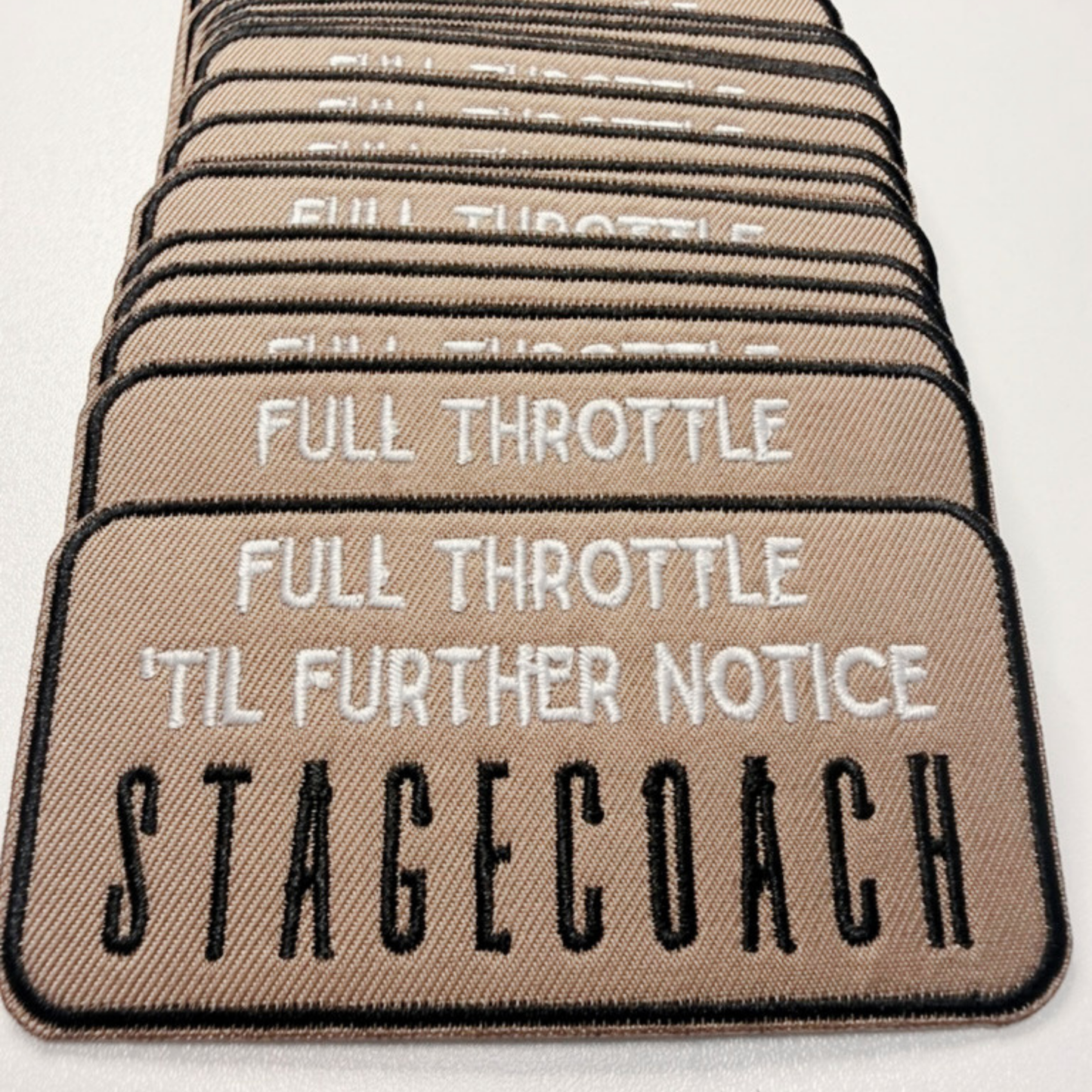 3.5" FULL THROTTLE 'TIL FURTHER NOTICE  STAGECOACH -  Embroidered Hat Patch