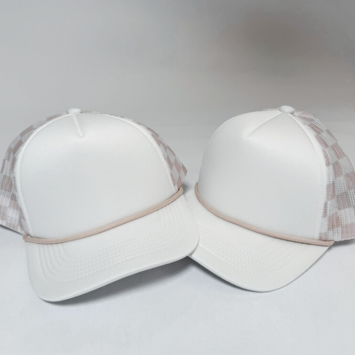 TEELUX - TRUCKER HAT BLANK - Beige Neutral Checkered