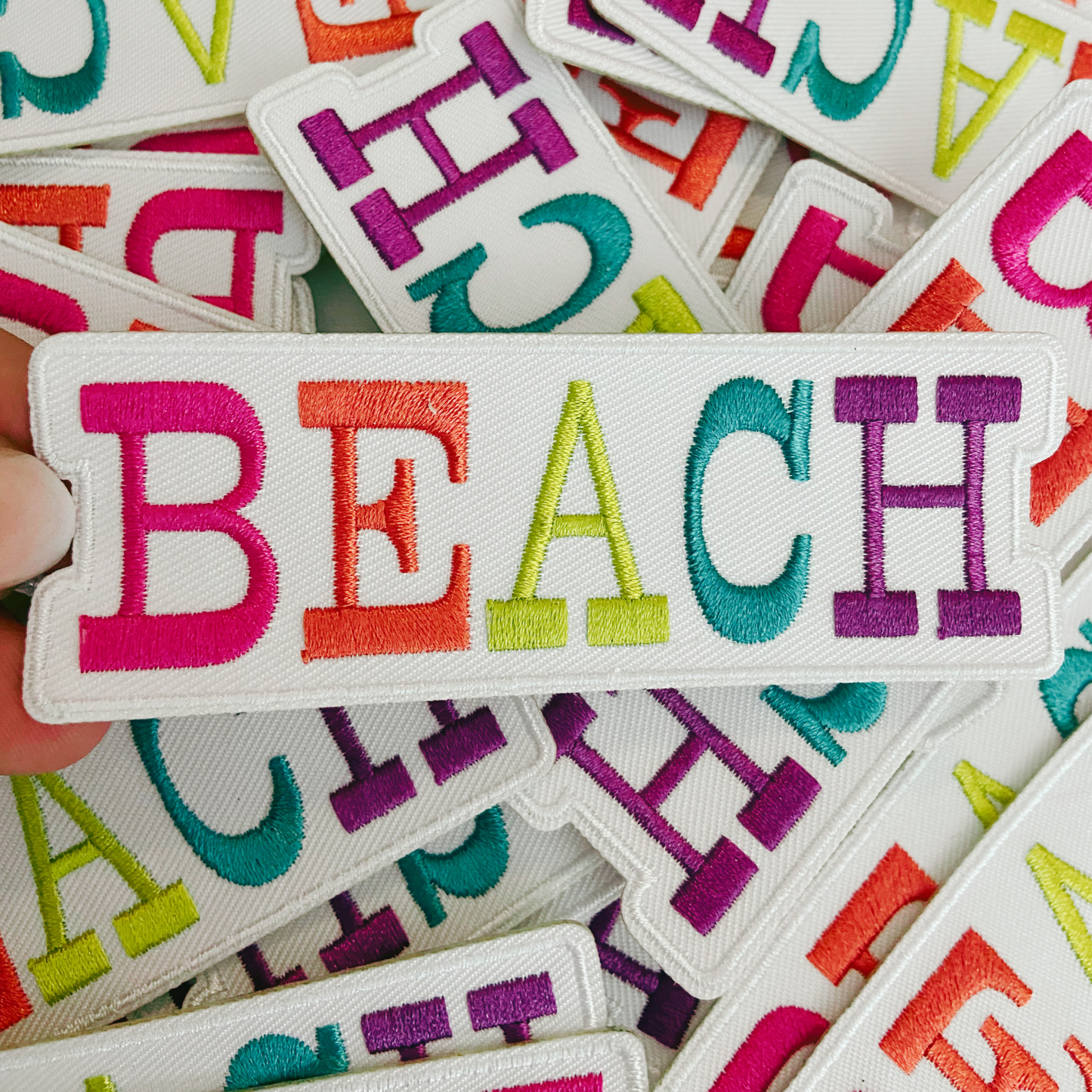 4"  BEACH Multicolored -  Embroidered Hat Patch