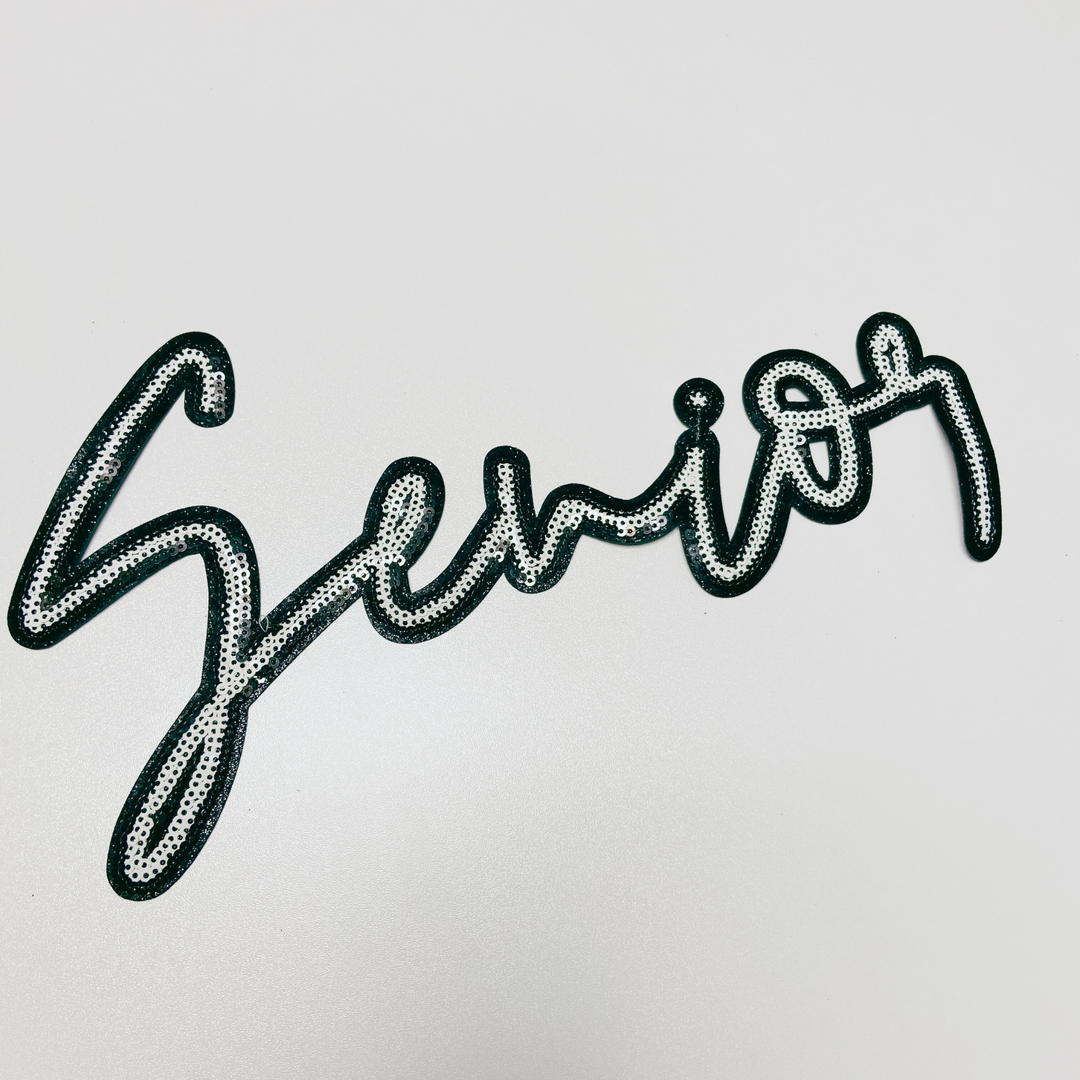 10" Senior in white &amp; Black - Sequin Patch