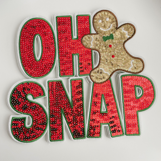 10.75"  OH SNAP Gingerbread man  - SEQUIN Patch