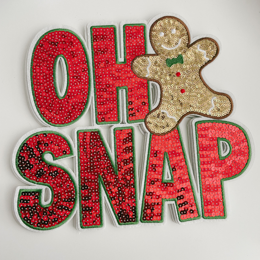 10.75" OH SNAP Gingerbread man - SEQUIN Patch