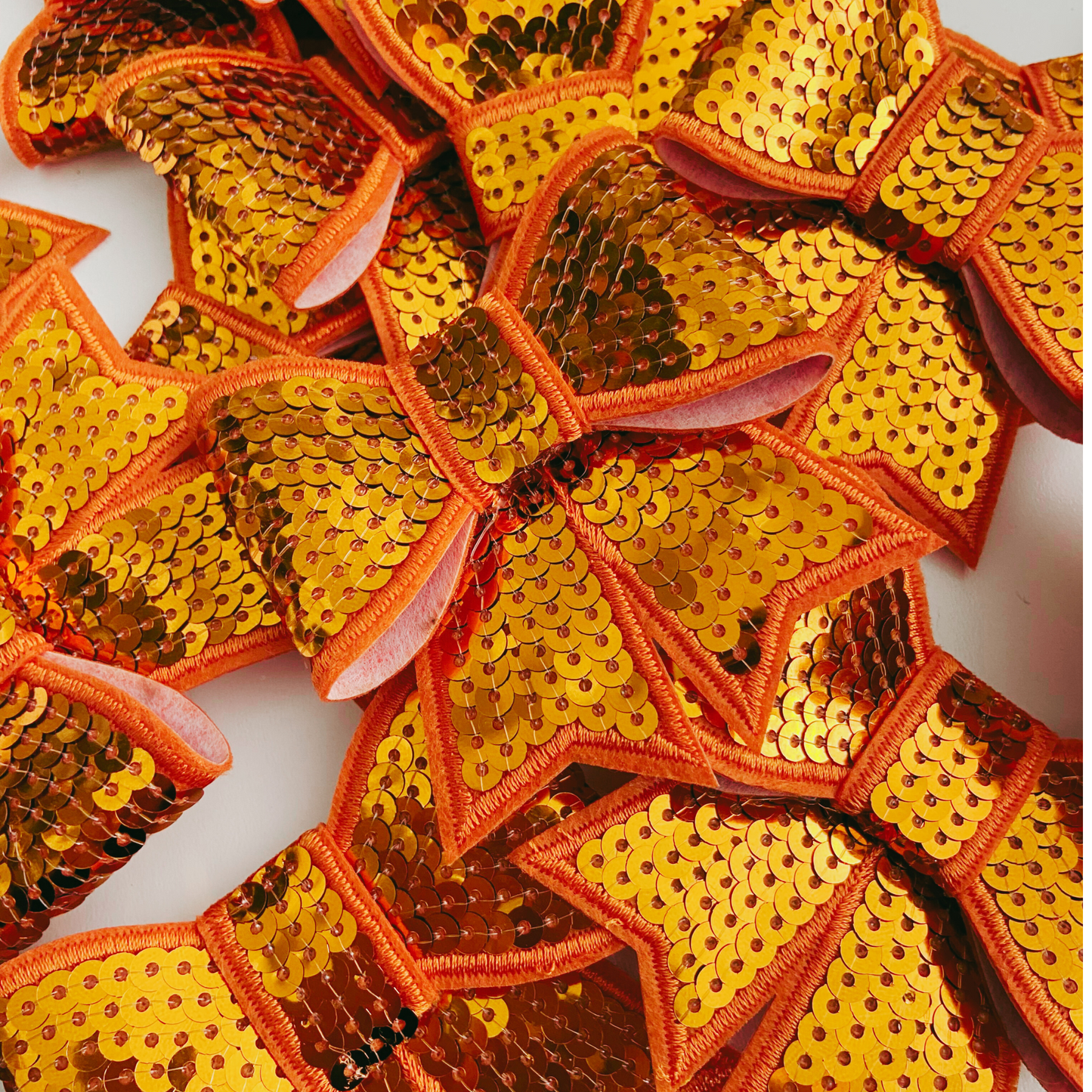 3" SEQUIN 3D Bow In ORANGE - SEQUIN Hat Patch