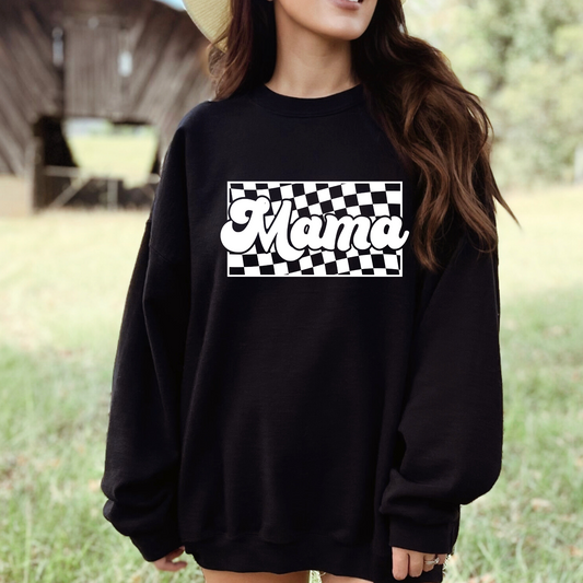 (shirt not included) Checkered MAMA in white - Screen print Transfer