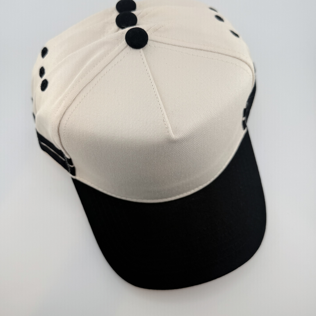 TEELUX - Cotton Structured Hat Blank -  SNAP BACK - Black w Athletic Stripe