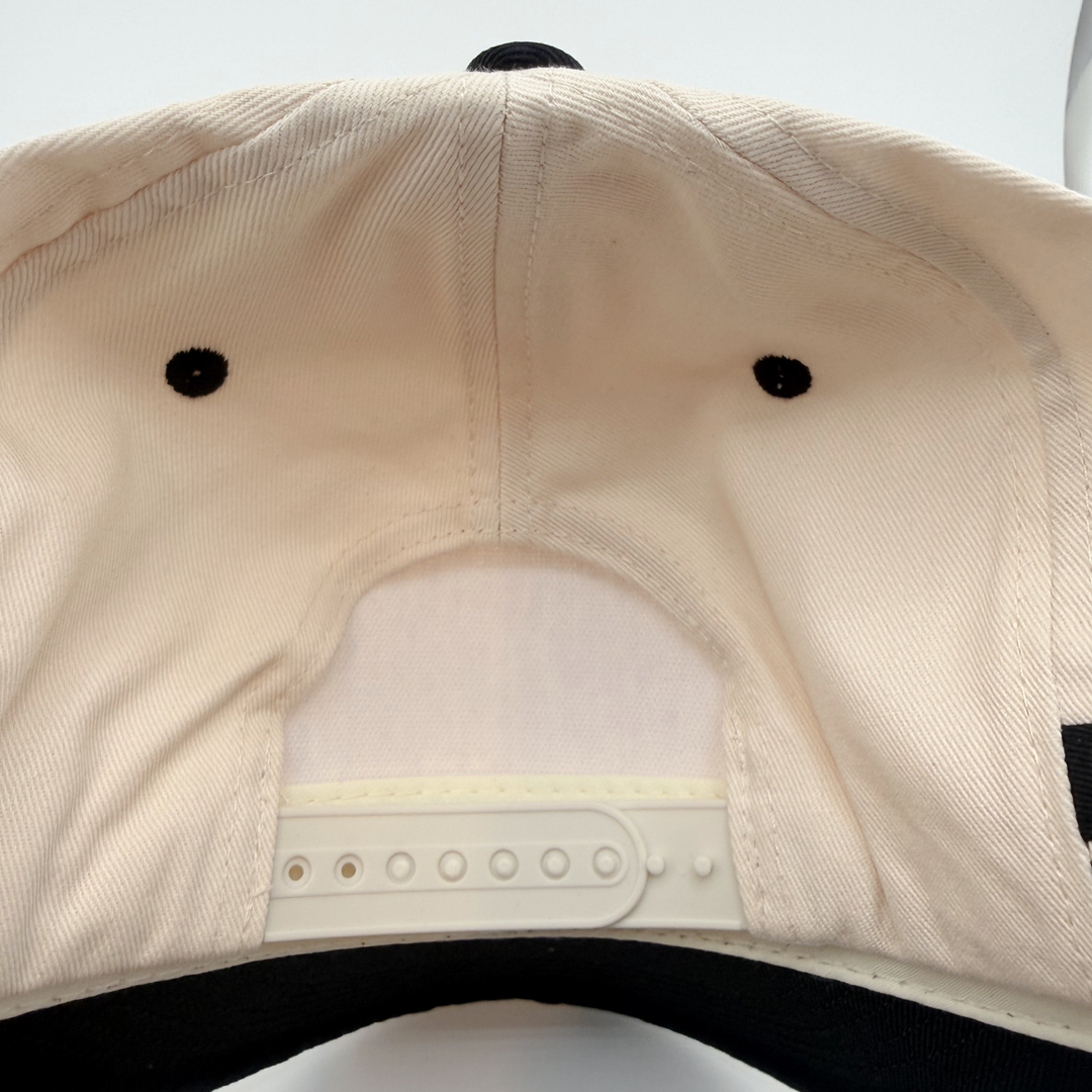 TEELUX - Cotton Structured Hat Blank -  SNAP BACK - Black w Athletic Stripe