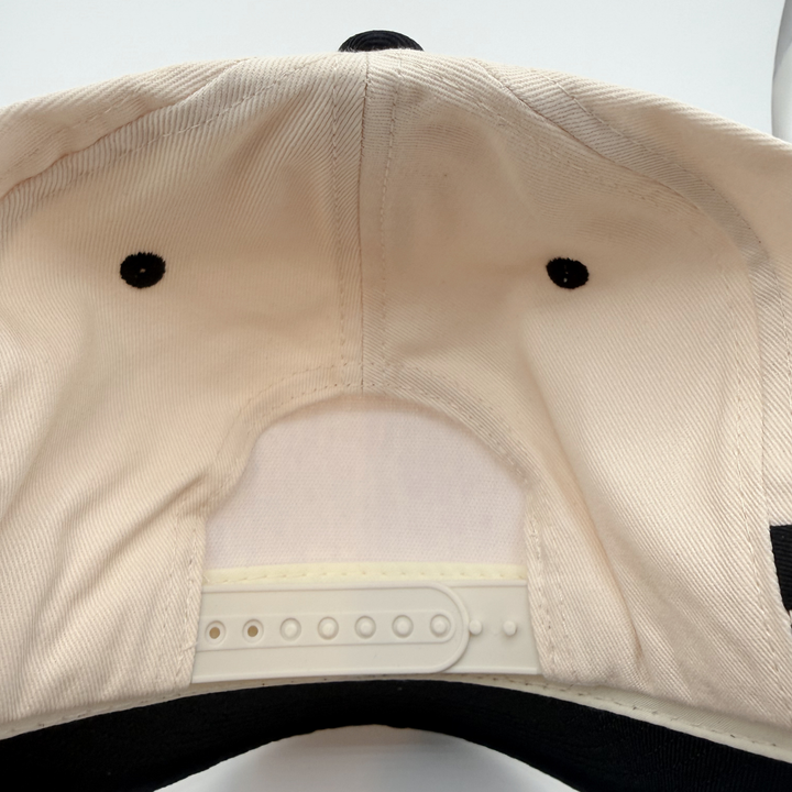 TEELUX - Cotton Structured Hat Blank -  SNAP BACK - Black w Athletic Stripe
