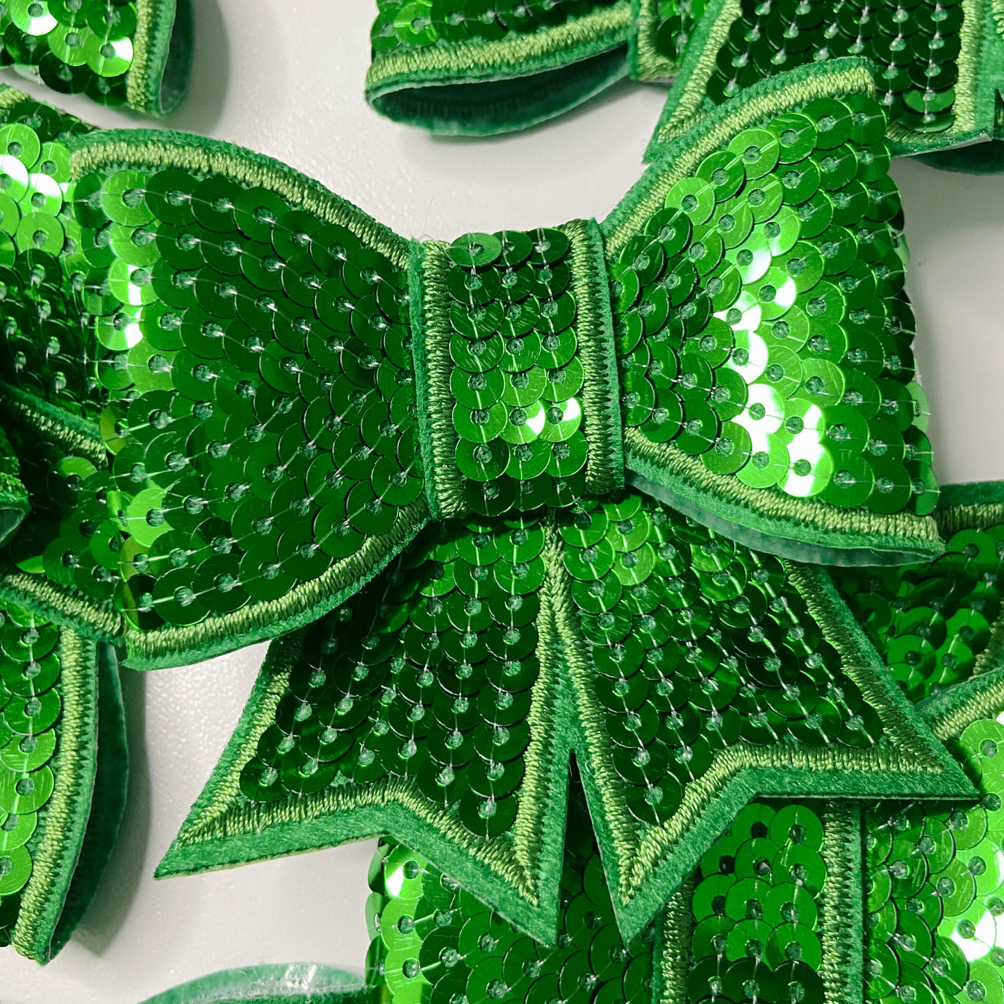 3" SEQUIN 3D Bow In GREEN - SEQUIN Hat Patch