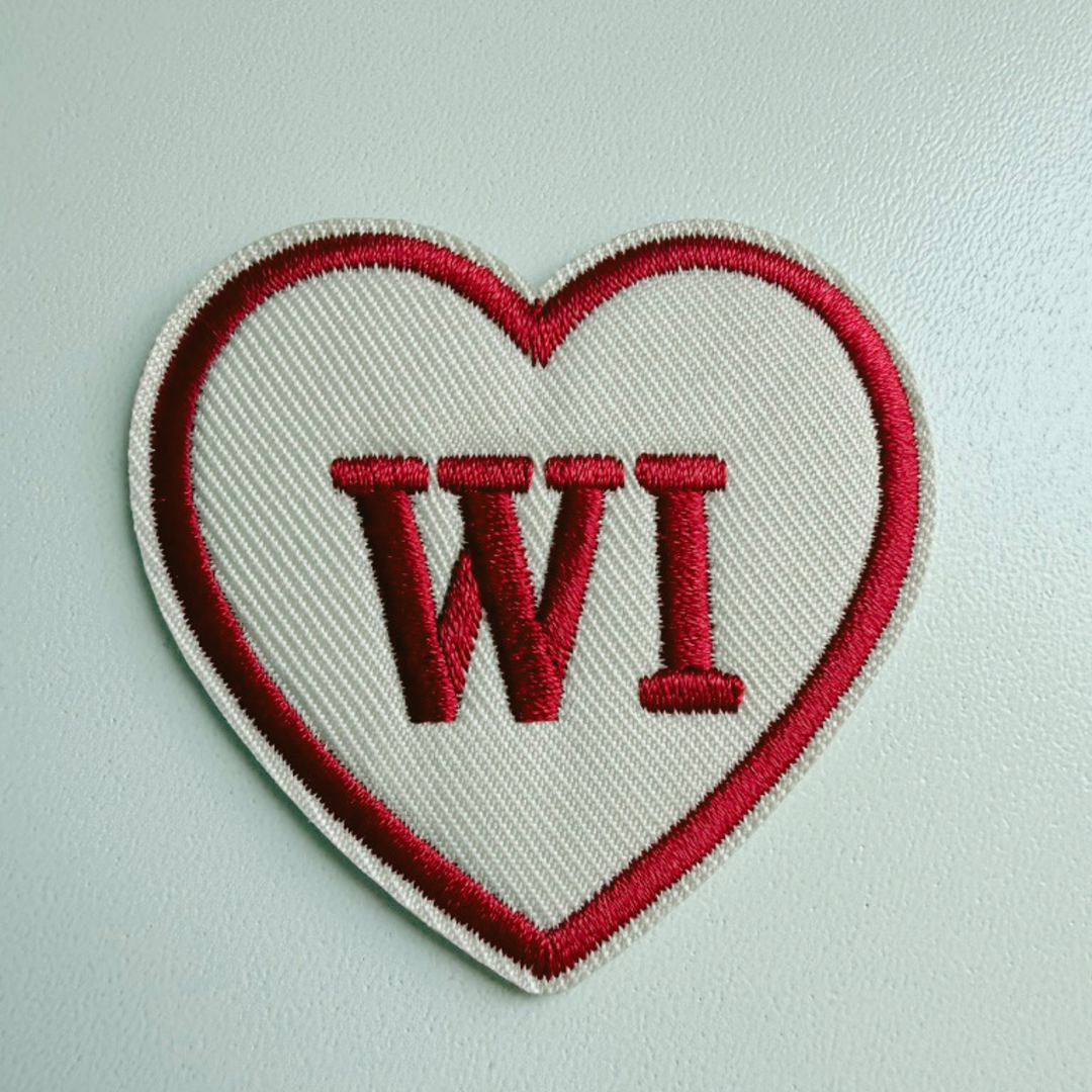 2" Wisconsin heart (WI) - Embroidered Hat Patch