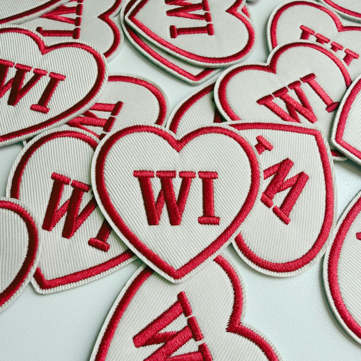 2" Wisconsin heart (WI) - Embroidered Hat Patch