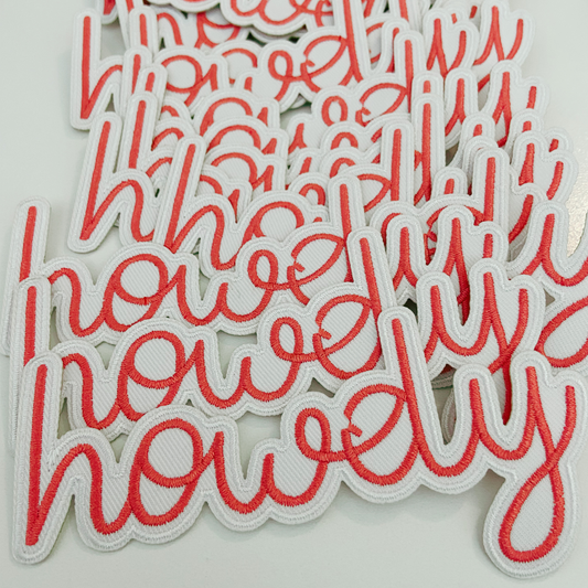 4.5" x 3" Howdy PINK or Brown - Embroidered Hat Patch