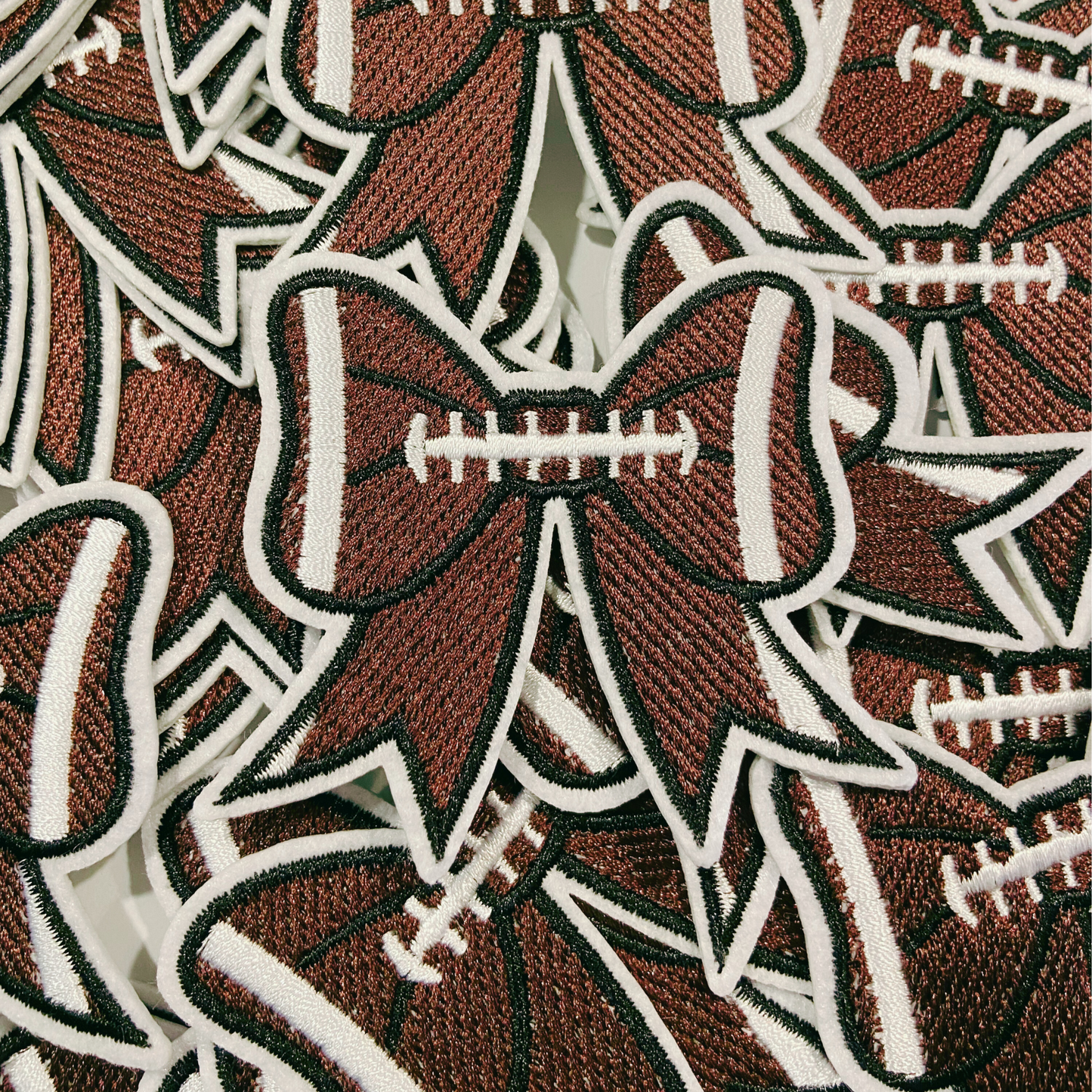 3” Football Bow -  Embroidered Hat Patch (larger version)