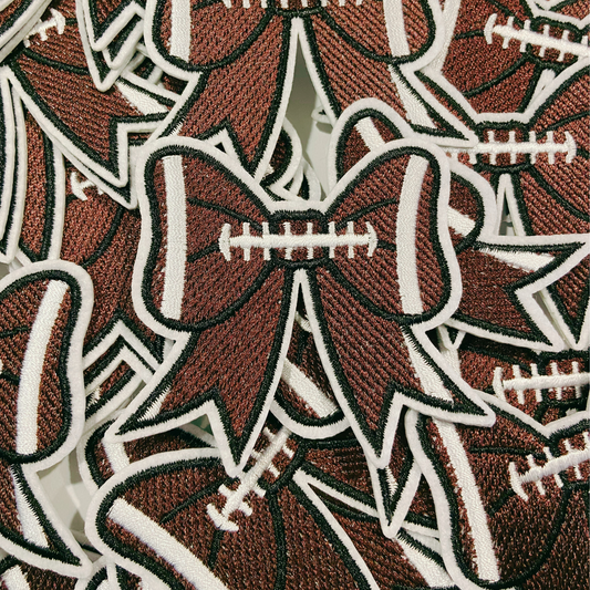 3” Football Bow - Embroidered Hat Patch (larger version)