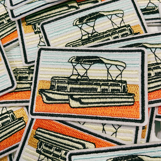 2.5” Pontoon Boat - Embroidered Hat Patch