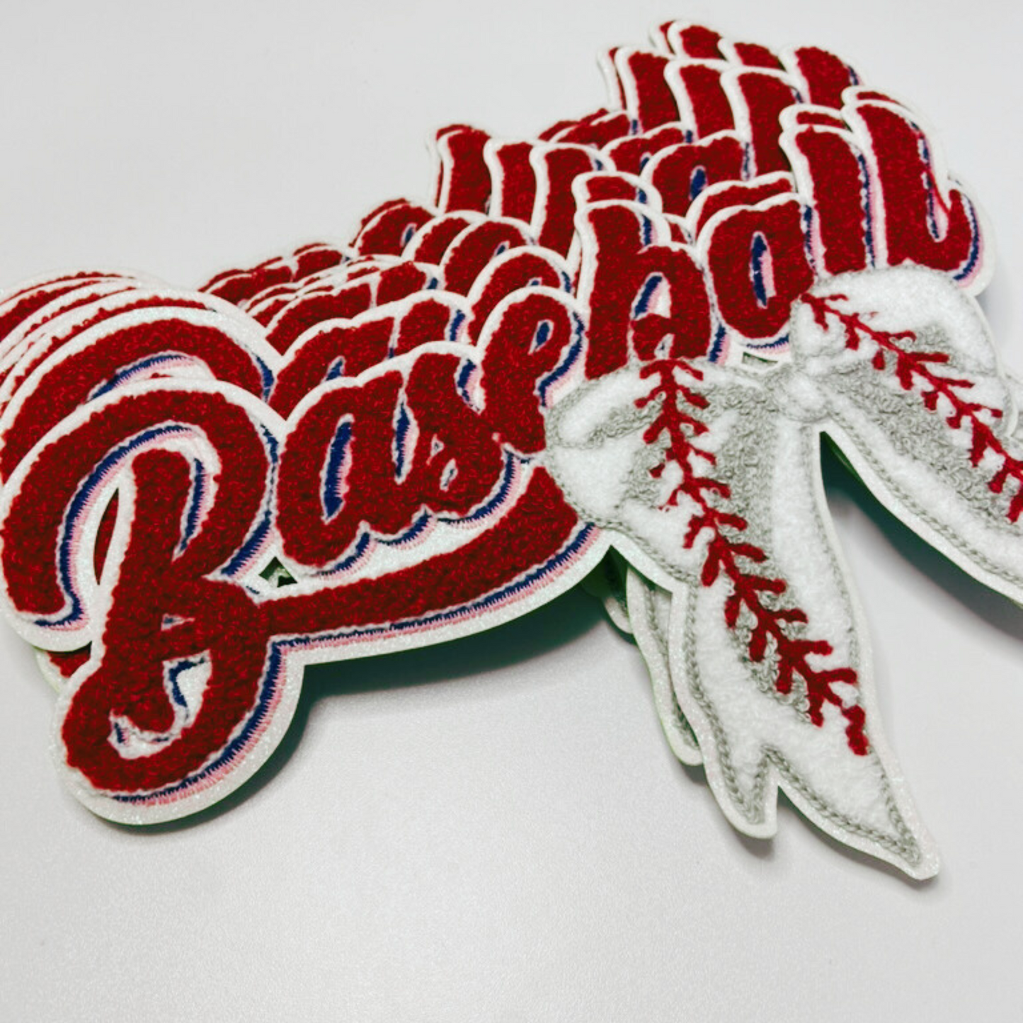 Baseball with Bow  - Chenille Patch