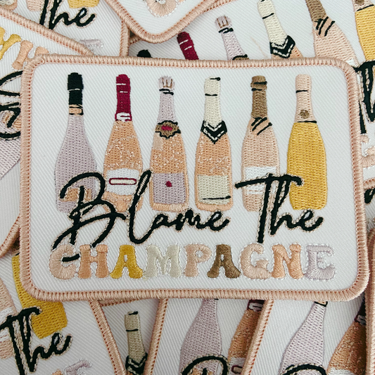 4" Blame the Champagne  -  Embroidered Hat Patch ( V2 4"x3")