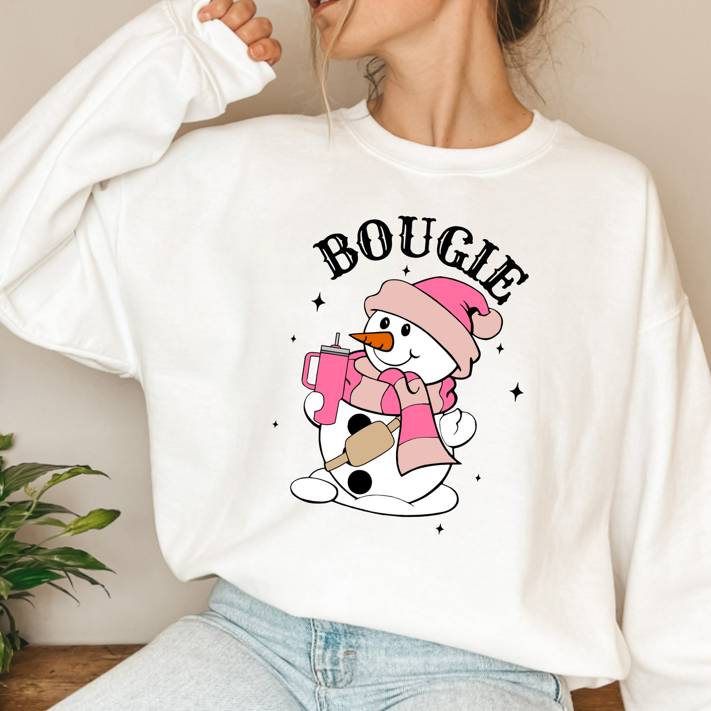 (Shirt not Included)  Bougie Snowman -  Clear Film Transfer