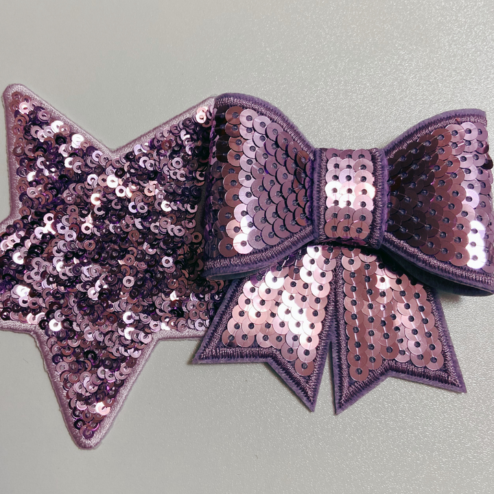 3 inch SEQUIN 3D Bow In PURPLE - SEQUIN Patch