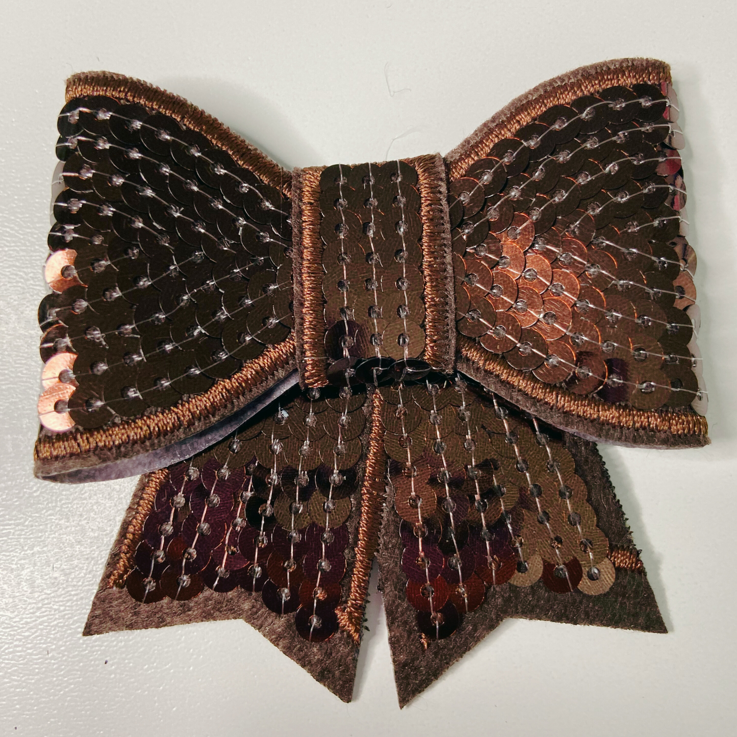 3" SEQUIN 3D Bow In BROWN - SEQUIN Hat Patch