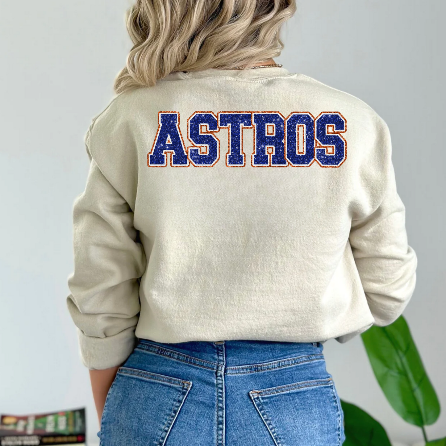 (Shirt not included) Faux Sequin ASTROS - Clear Film Transfer
