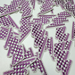 3” Checkered Lightning - Purple & white  - Embroidered Hat Patch