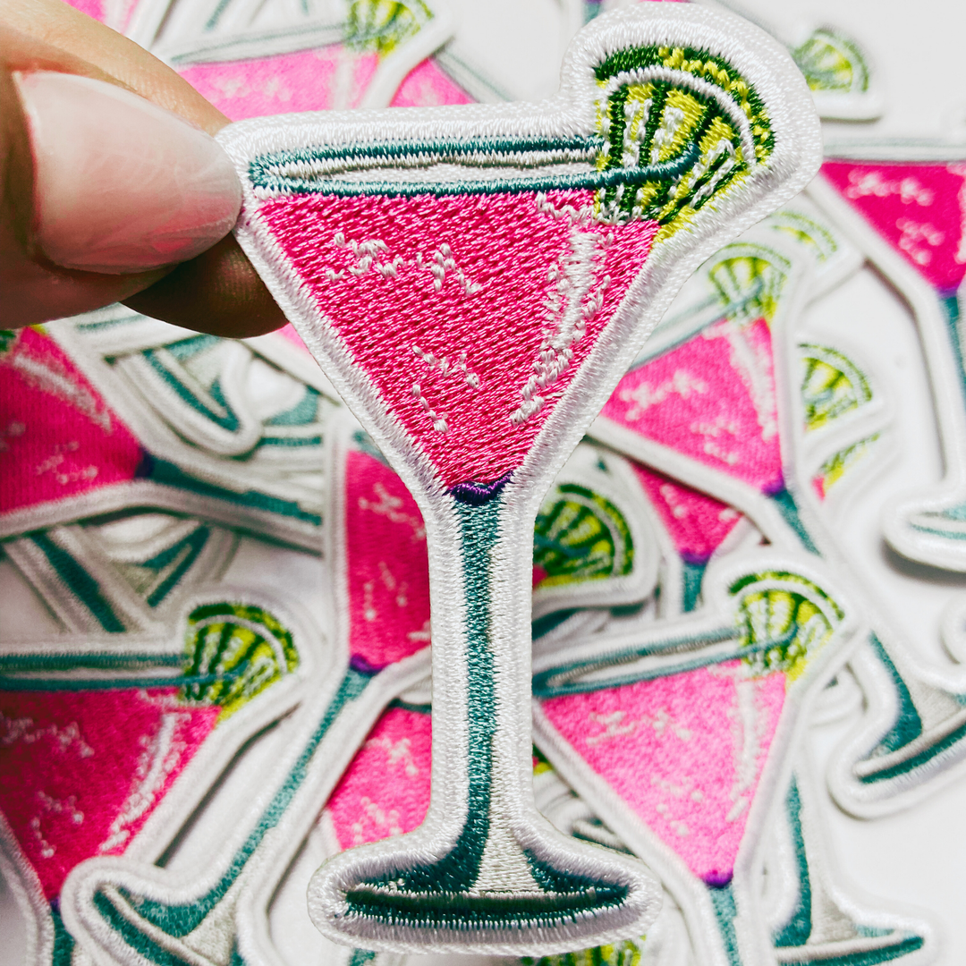 3"  Pink Cocktail  - Embroidered Hat Patch