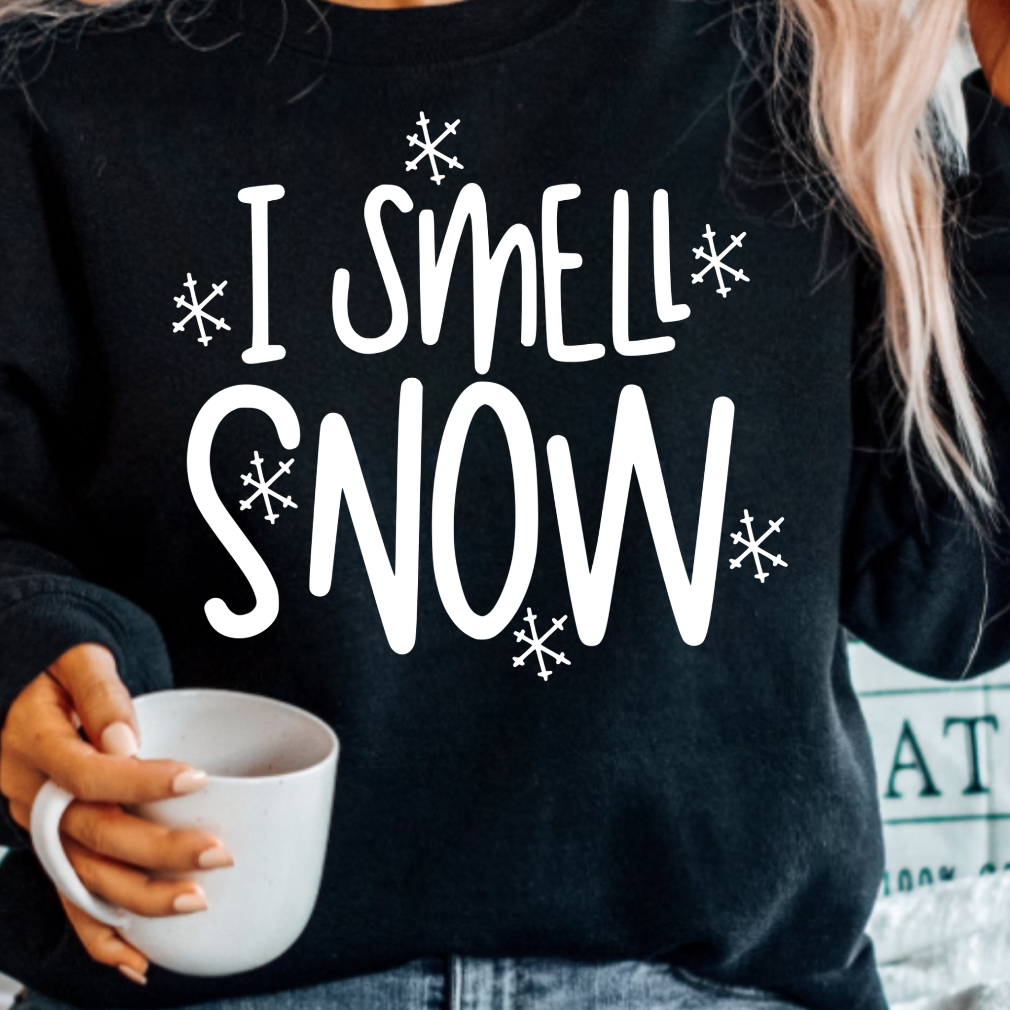 (shirt not included) I Smell Snow in White Screen print Transfer