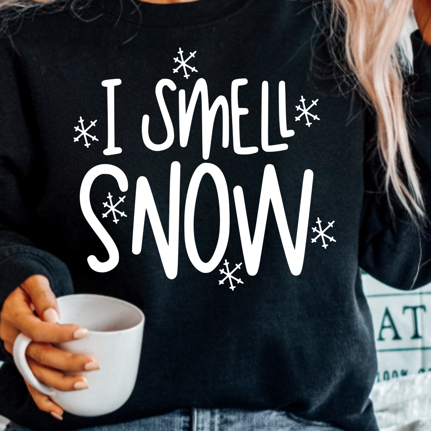 (shirt not included) I Smell Snow - in White   - Screen print Transfer