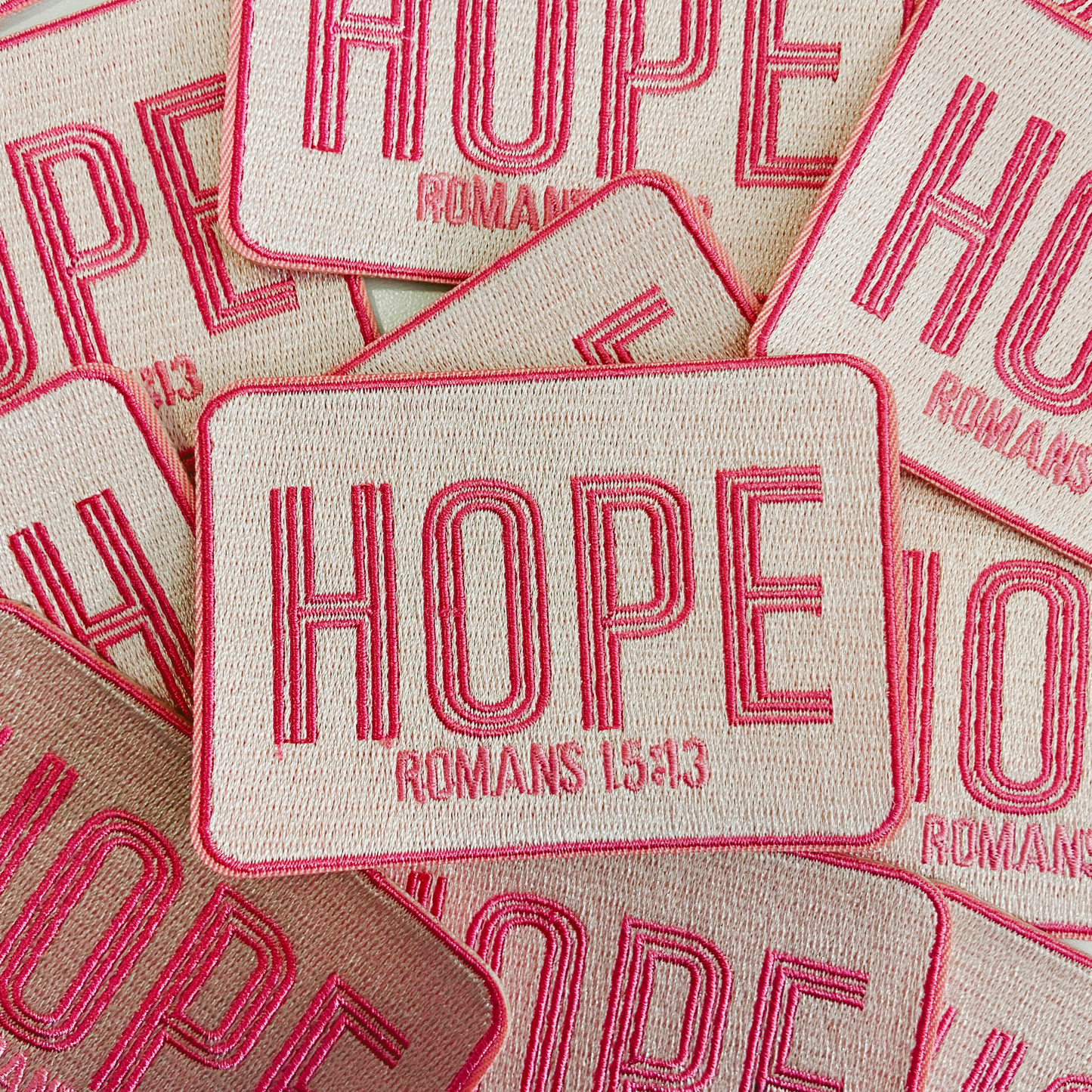 3.5" HOPE Romans 15:13  -  Embroidered Hat Patch