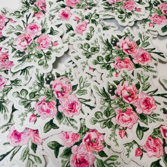 3" Floral iron on Patch - Embroidered Hat Patch