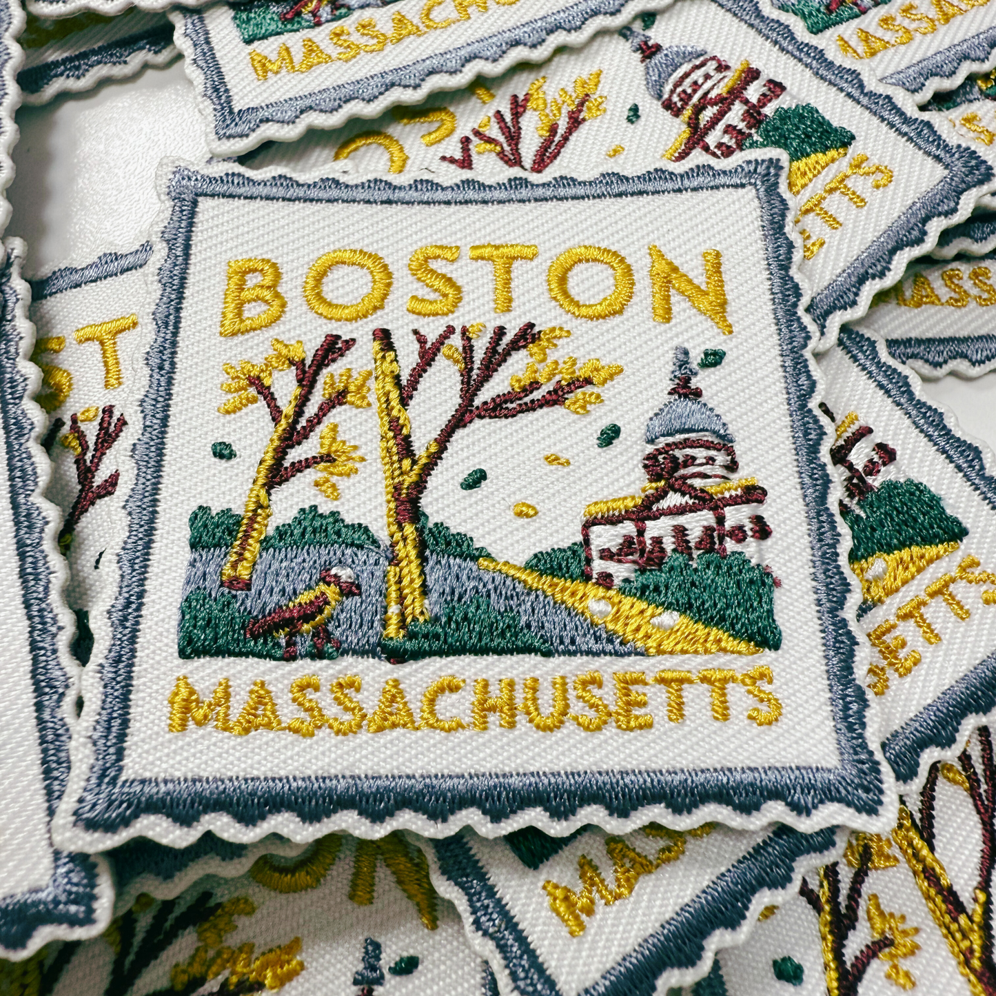 2" Massachusetts Stamp -  Embroidered Hat Patch