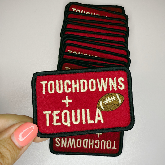 3" Touchdowns + Tequila in RED - Embroidered Hat Patch