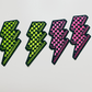 2.5” Checkered Lightning Bolt Pink or green -  Embroidered Hat Patch