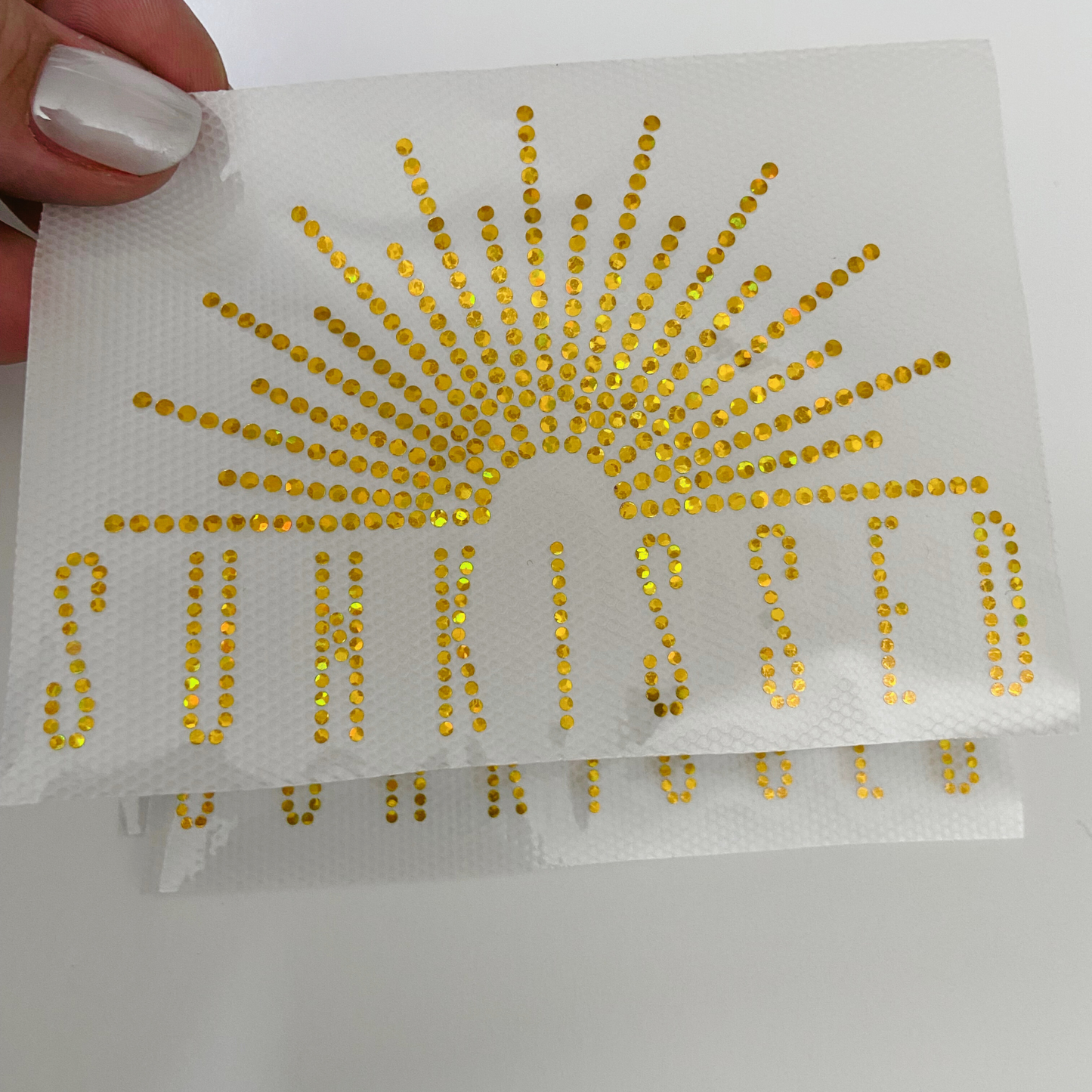4" Sunkissed SPANGLE Transfer - COLD PEEL  - Perfect for Hats