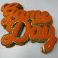 11” GAME DAY script in ORANGE - Chenille Patch